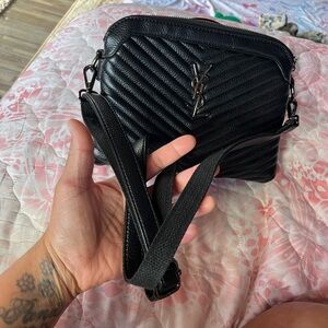 Yves Saint Laurent Black Chevron Crossbody Bag